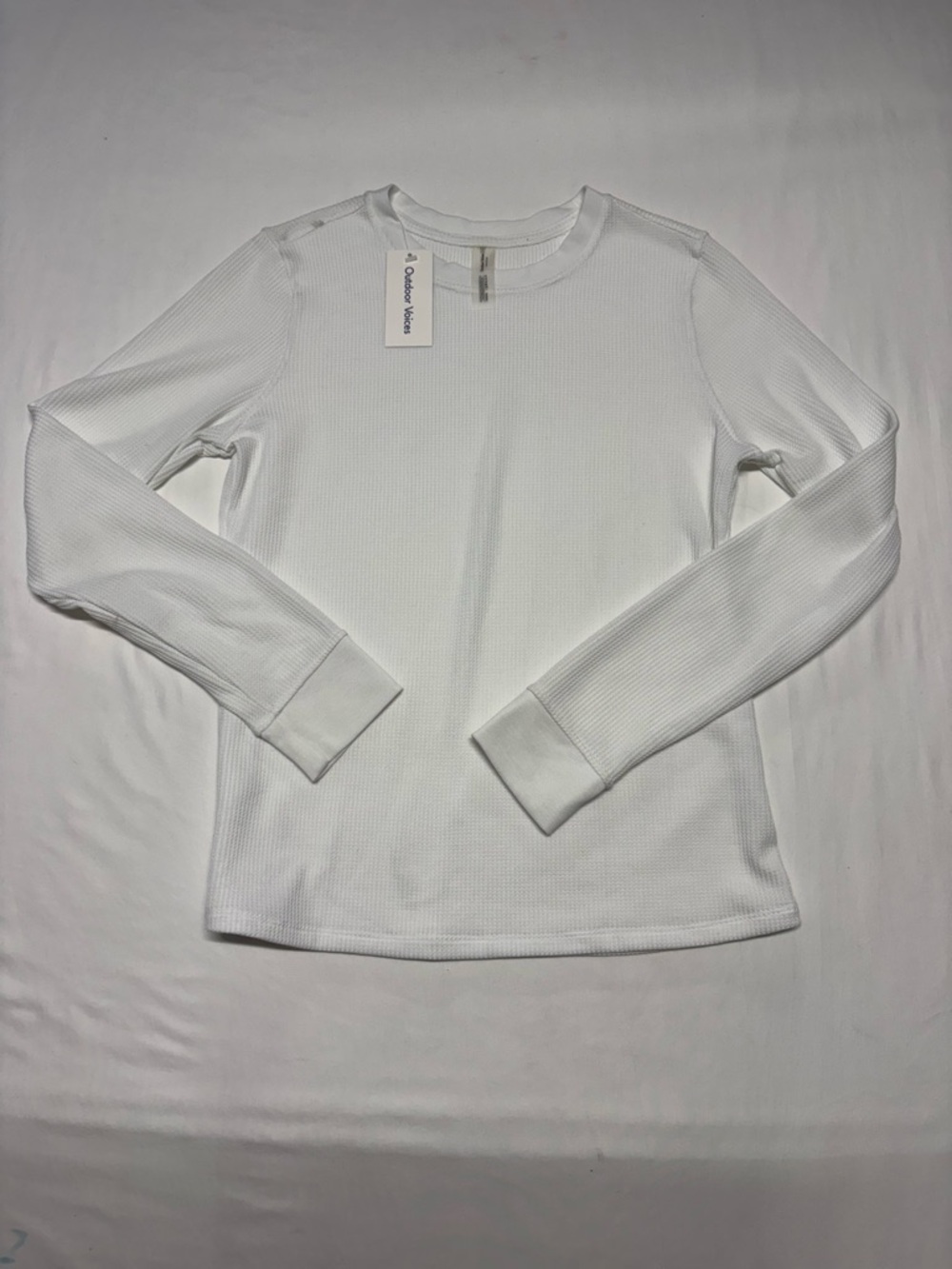 Outdoor Voices White Ribbed Crewneck Long Sleeve